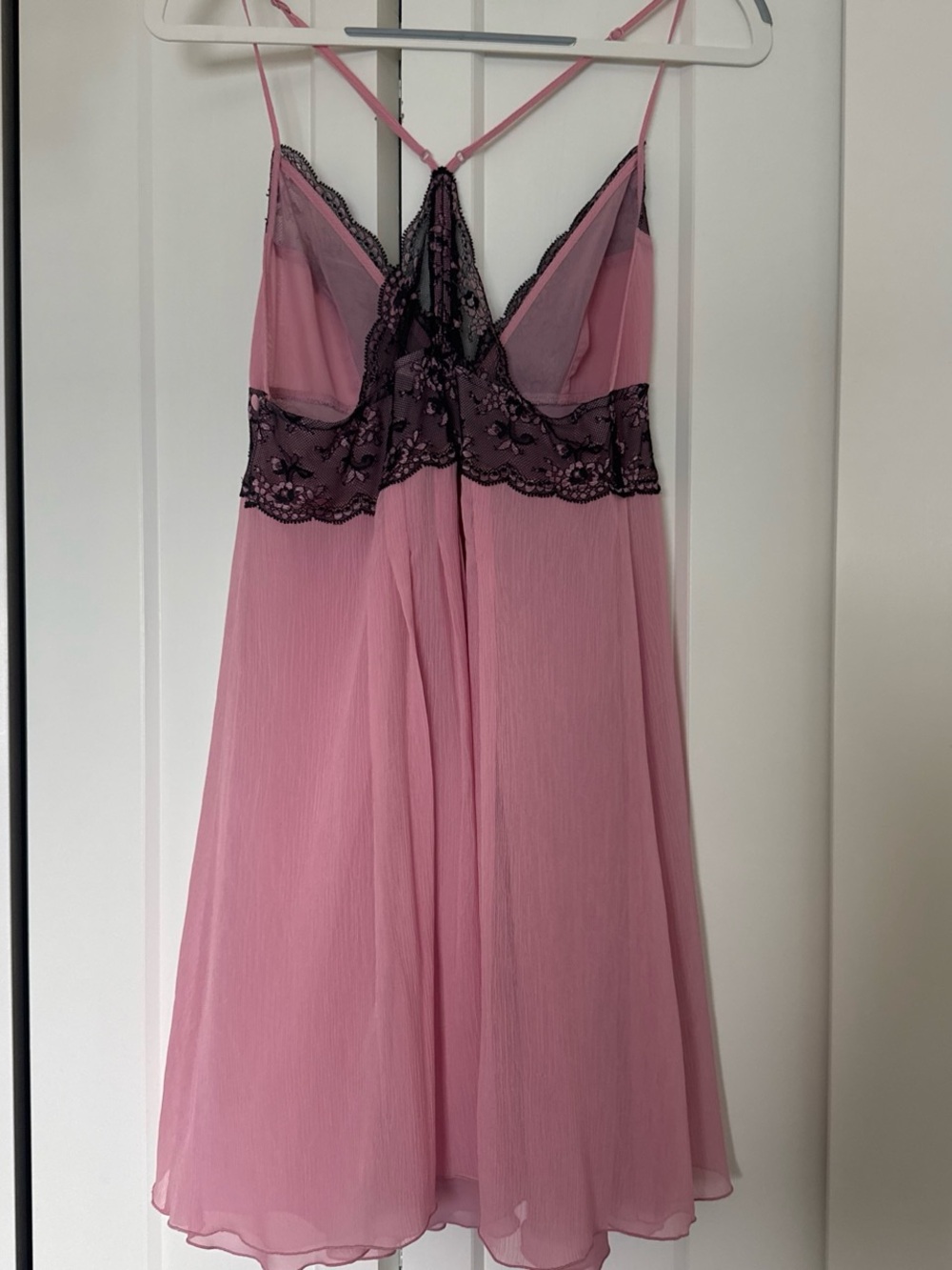 VS Pink Slip Dress with Black Lace Bodice - Picture 3 of 4